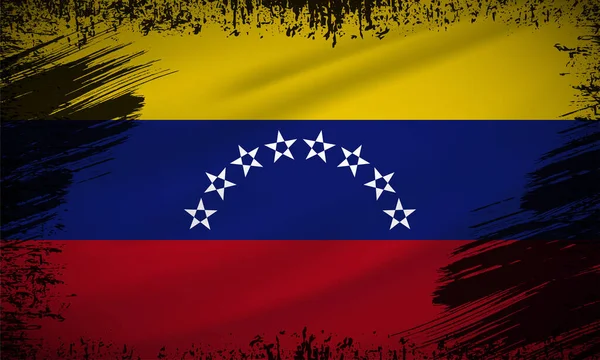 Venezuela Vetor Fundo Com Bandeira Ondulada Com Estilo Pincel Dia — Vetor de Stock