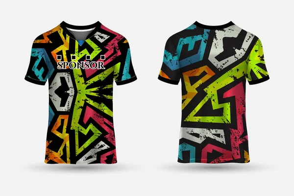T恤运动抽象球衣的新设计 适用于赛车 越野赛 自行车 — 图库矢量图片