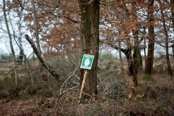 Duits Teken Voor Niet Rustige Zone Leunend Tegen Een Boom — Stockfoto