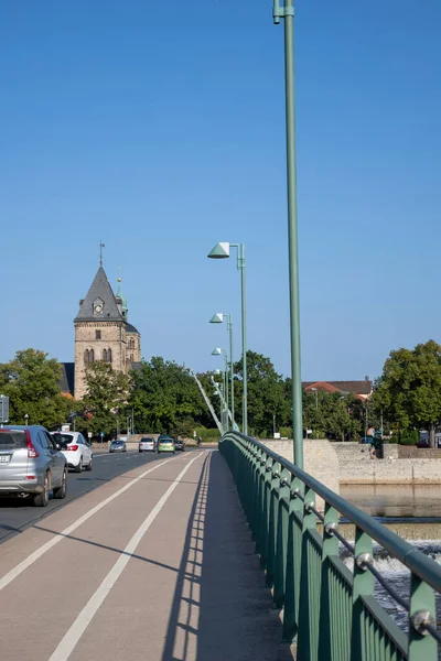 Hameln Baja Sajonia Alemania 2021 Vista Torre Iglesia Desde Puente —  Fotos de Stock