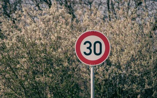 Немецкий Дорожный Знак Ограничения Скорости — стоковое фото