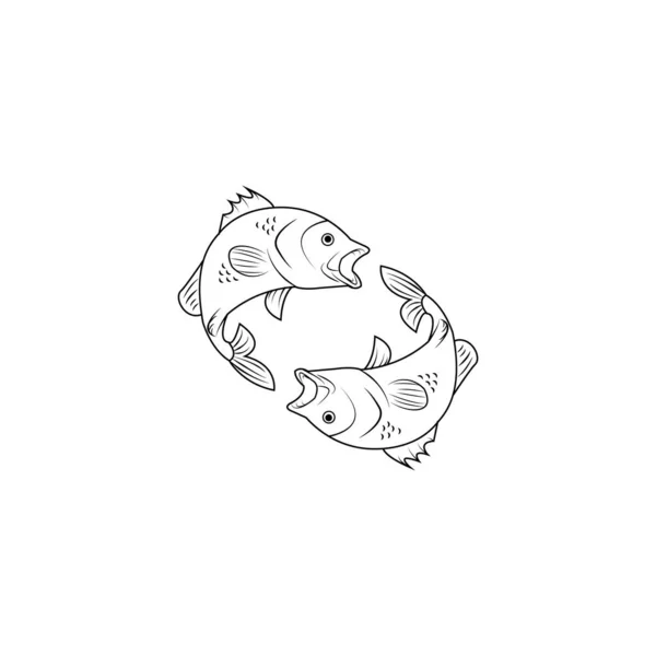 Ikona Logo Ryby Wektor Wzór Projektu — Wektor stockowy