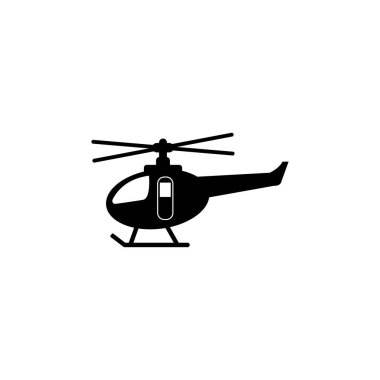 Helikopter ikonu. Siyah çizgili vektör çizimi. Grafik ve web tasarımı için beyaz arkaplanda izole edilmiş sembol.