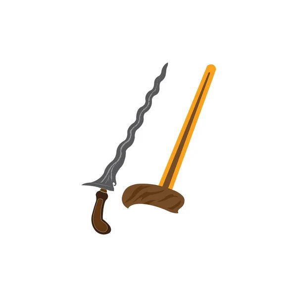 Keris Icono Logotipo Vector Diseño Plantilla — Vector de stock