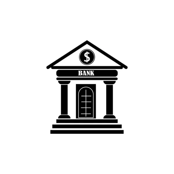 Vetor Ícone Edifício Bancário Símbolo Tribunal Contorno Isolado Ilustração Preta — Vetor de Stock