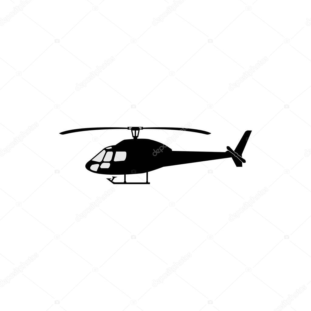 helicopter icon. black outline vector illustration. isolated symbol on white background for graphic and web design.