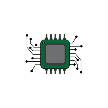 İşlemci simgesi logo vektör tasarım şablonu