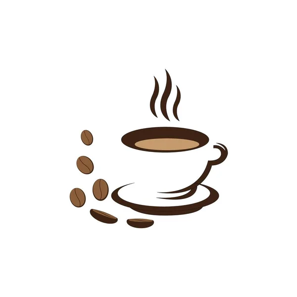 Koffiebonen Pictogram Logo Vector Ontwerp Template — Stockvector