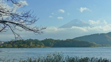 Japonya 'daki Fuji Dağı ile renkli sonbahar manzarası