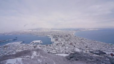4K Zaman aşımı Japonya 'daki Hakodate Dağı' nın güzel manzarası