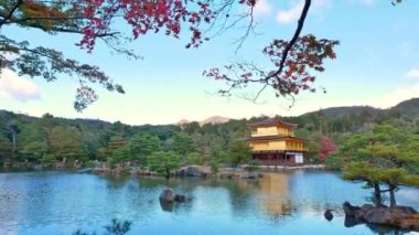 Kyoto, Japonya 'daki Kinkakuji Tapınağı Altın Çadırı ile Renkli Sonbahar.