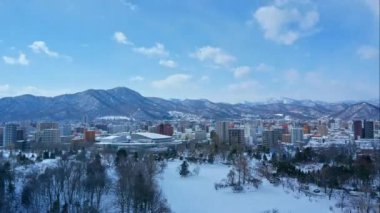 4K Zaman aşımı Japonya 'daki Hakodate Dağı' nın güzel manzarası