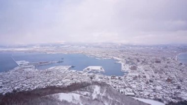 4K Zaman aşımı Japonya 'daki Hakodate Dağı' nın güzel manzarası