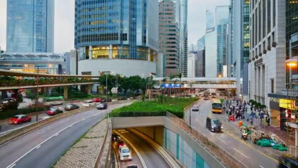 Caducidad Del Tráfico Central Urbano Hong Kong — Vídeos de Stock