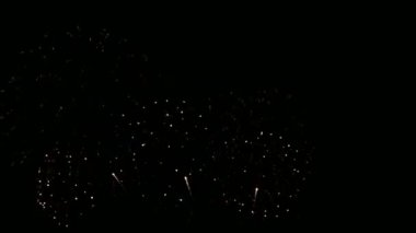 Karanlık gece gökyüzünde parlayan renkli havai fişeklerin 4K videosu