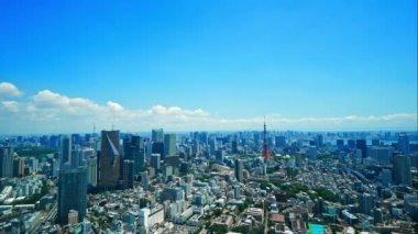 Tokyo 'da zaman aşımı manzarası, Japonya' da Tokyo Kulesi.