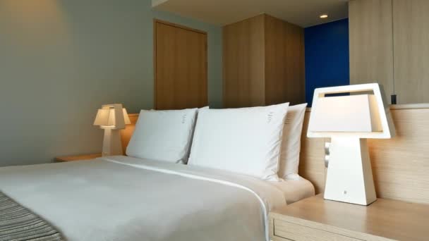 Interior Footage Luxury Hotel Suite Bedroom — Wideo stockowe