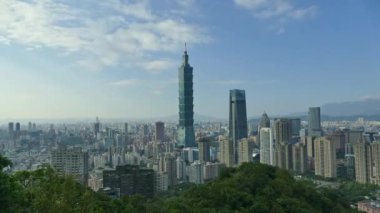 aerial footage of modern asian city of Taipei, Taiwan