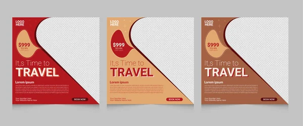 Travel Sale Social Media Post Template Design Set — Vector de stock