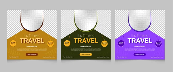 Travel sale Social media post template design set