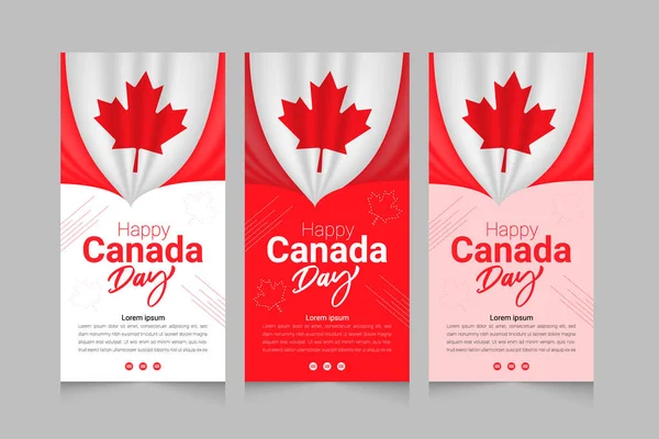 Happy Canada Day with Canada flag vertical banner set design