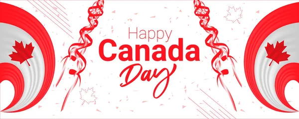 Happy Canada Day with the Canada flag and ribbon white color background design