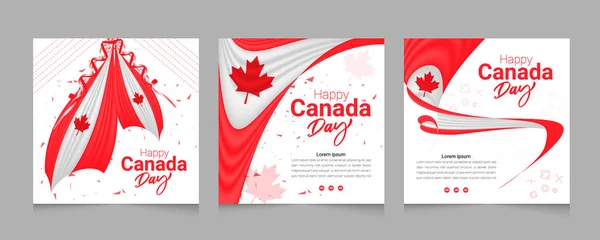 Happy Canada Day social media post banner template set design