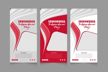 3d bayrak sallayan ve dikey web pankartı dizayn eden Endonezya bağımsızlık günü 