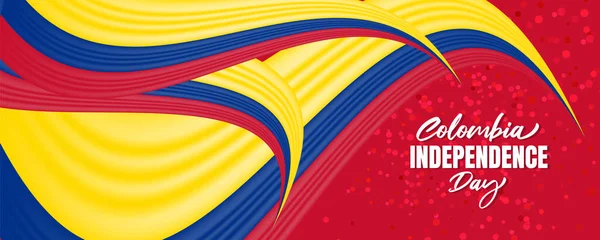 Colombia independence day with colorful ribbon and blue color background design