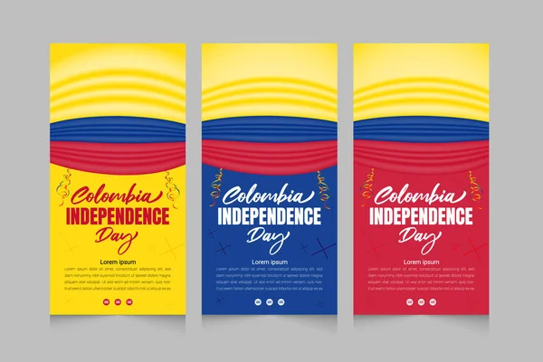 День Независимости Колумбии Размахиванием Флагом Вертикальным Дизайном Фона — стоковый вектор