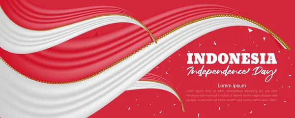 Indonesia independence day background with 3d flag-waving design