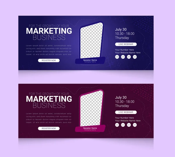 Business live webinar with dark color and corporate Banner template set design