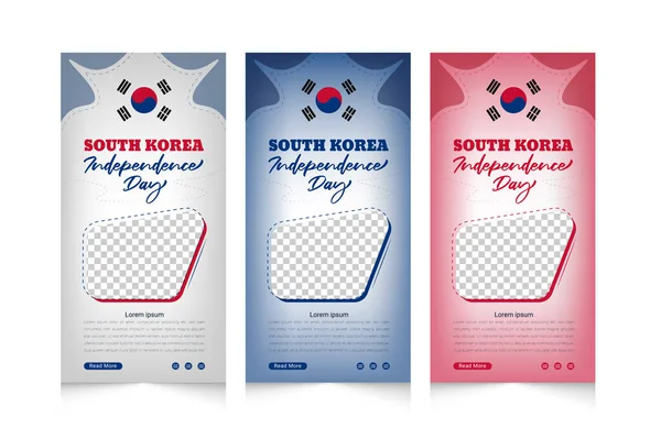 South Korea independence day celebration vertical banner with a 3d flag-waving design