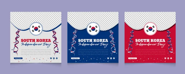 День Независимости Южной Кореи Празднуют Объявление Социальных Сетях Трехмерным Дизайном — стоковый вектор