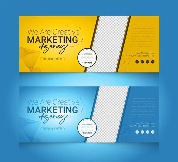 stock vector Digital marketing agency corporate horizontal banner template set