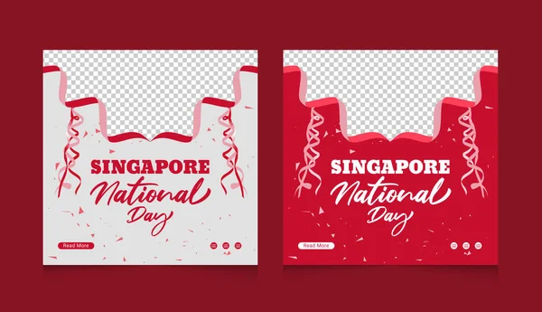 Flat Singapore national day social media post banner illustration design