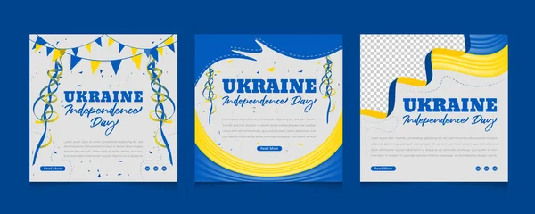 Ukraine independence day celebration social media post template set