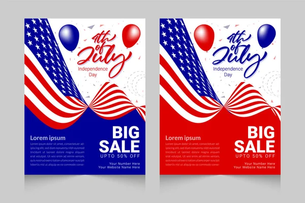 4th July Independence Day big sale poster design template Free Vector