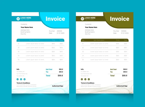 Elegant Color Invoice Template Design — Stockvektor