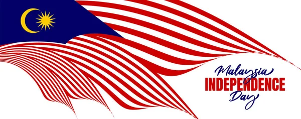 Malaysia Independence day with flag-waving 3d background design