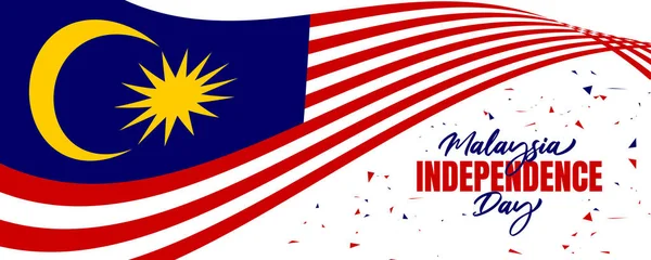 Malaysia Independence day with flag-waving 3d background design