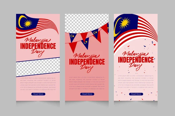 Malaysia Independence day with 3d flag-waving vertical banner design
