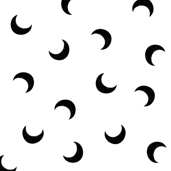 Abstract Grunge Black Crescent Moon Seamless Pattern Gothic Mystic Witch — стоковый вектор