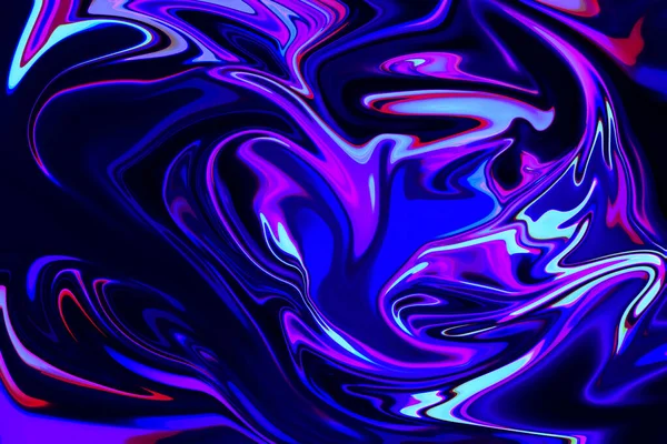 Psychedelic liquid texture. Abstract vibrant blue, black, violet and pink swirl background. Creative template.
