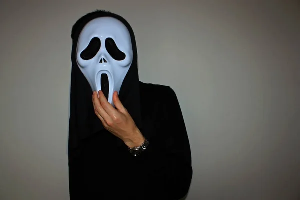 Ghostface Mask Halloween Holiday Adult Man Face Stock Picture