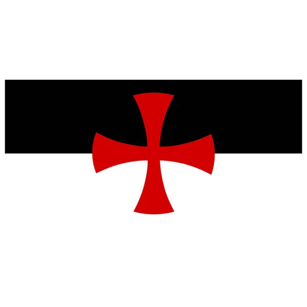 Cruz Roja Medieval Templaria Maltesa Bandera Caballeros Templarios Signo Cristiano — Vector de stock