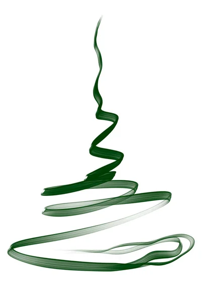 Green Simple Smoke Christmas Tree Illustration White Background New Year — Stock Photo, Image