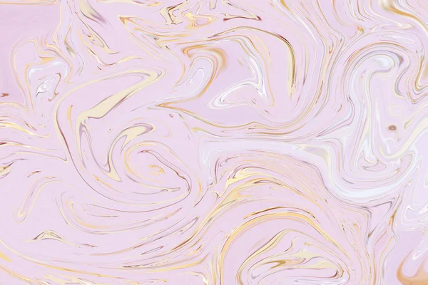 Abstraktes Flüssiges Rosafarbenes Muster Mit Goldenen Wellen Und Wirbeln Leicht — Stockfoto