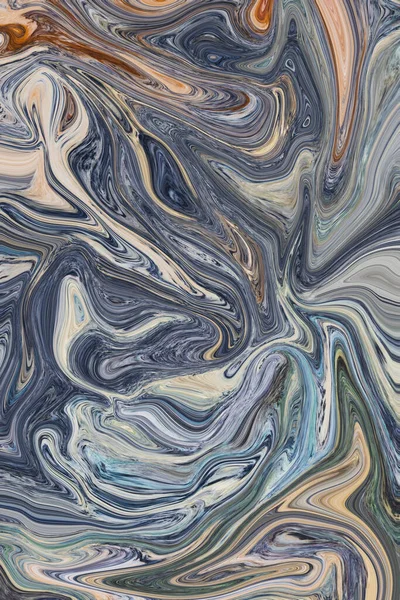 Künstlerische Farbenfrohe Marmorgestaltung Abstraktes Flüssiges Blau Weiß Grau Braunes Muster — Stockfoto