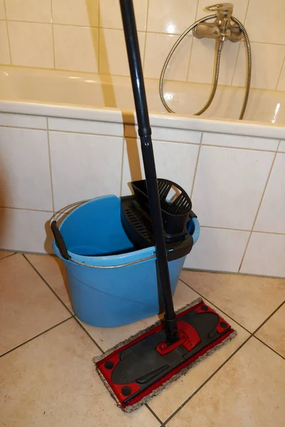 Household Chores Cleaning Bucket Mop Bathroom — 스톡 사진